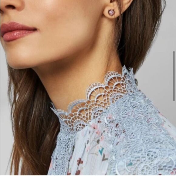 NWOT TED BAKER Javiera lace top Pale Blue Size 4/US 10 - Picture 3 of 10